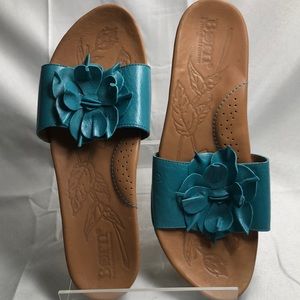 Turquoise leather sandals